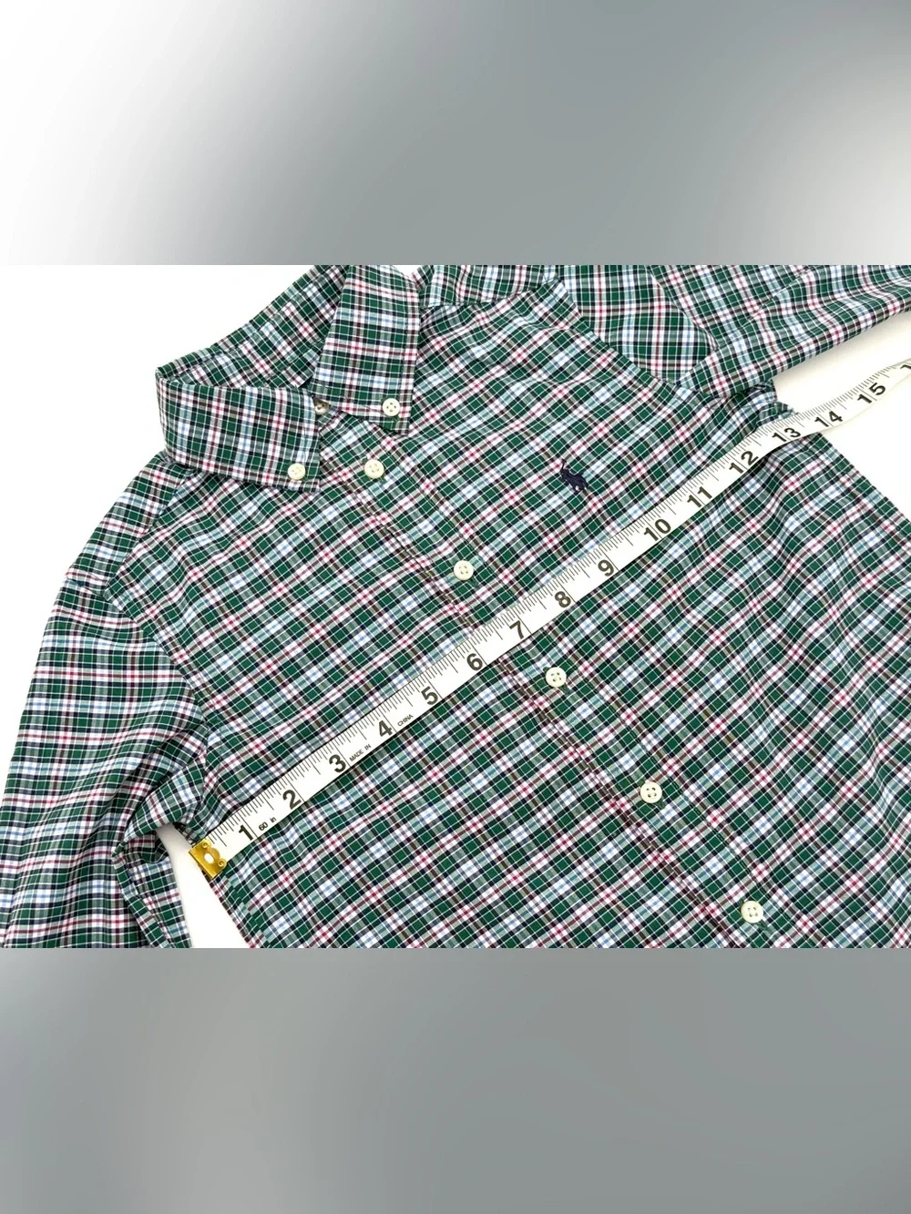 EUC Ralph Lauren Boys Holiday / Christmas Plaid Button Down Shirt In Green 4/4T